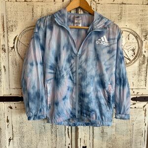Adidas Blue and Pink Tie-Dye wind breaker